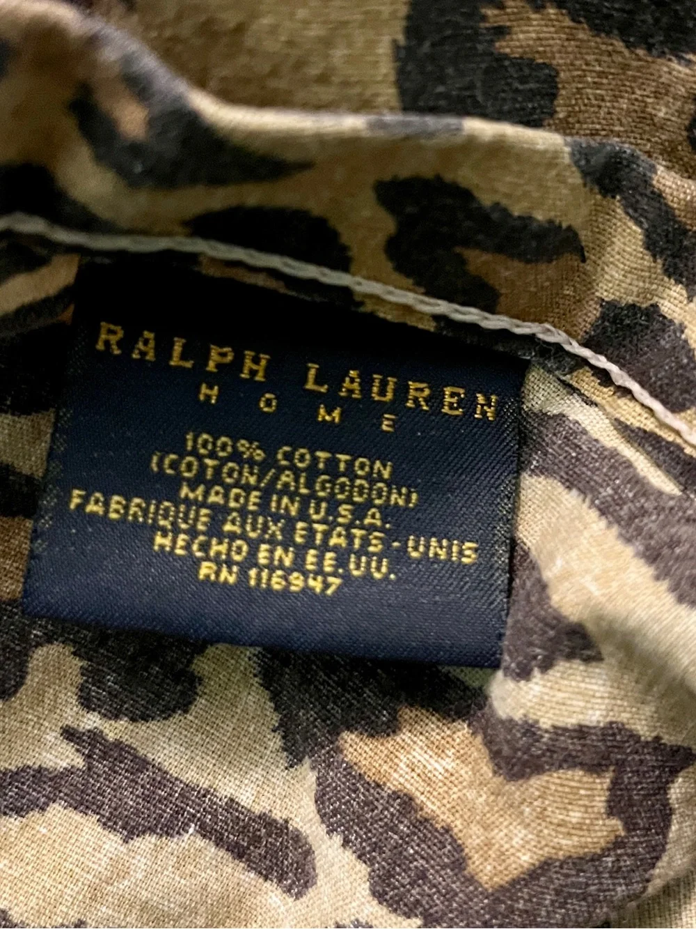 Twin Ralph Lauren Home Flat Sheet Aragon Guinevere Leopard Print Vintage